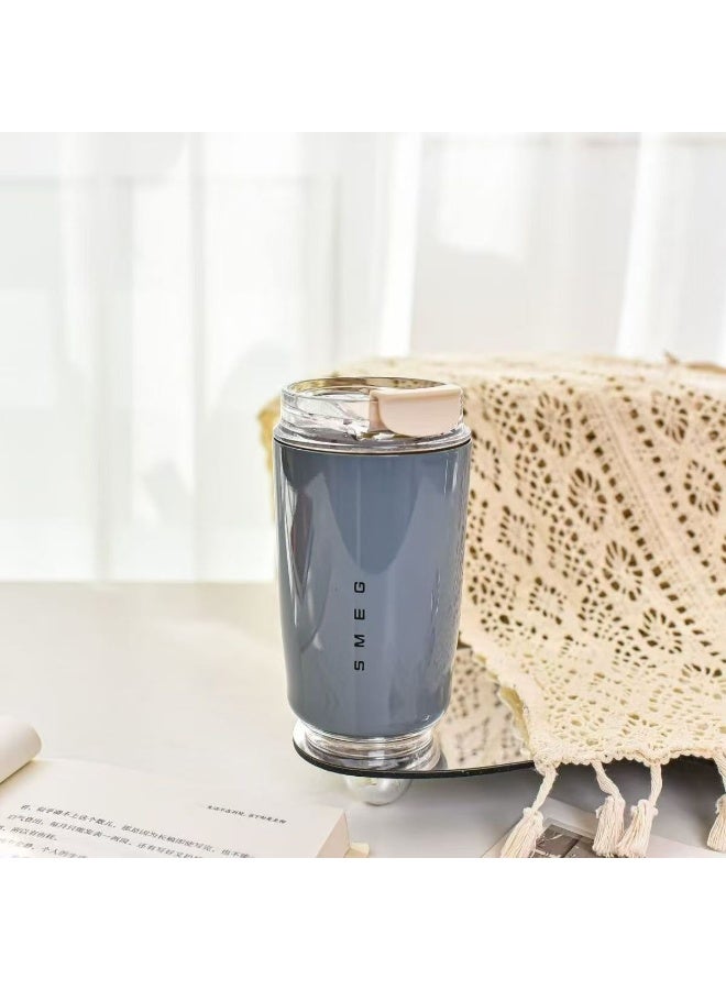 smeg 320ML Beverage Cup Travel Portable Car Drinking Cup Stainless Steel Vacuum Leak proof 320ML Coffee Thermos（Grey） - Image 3