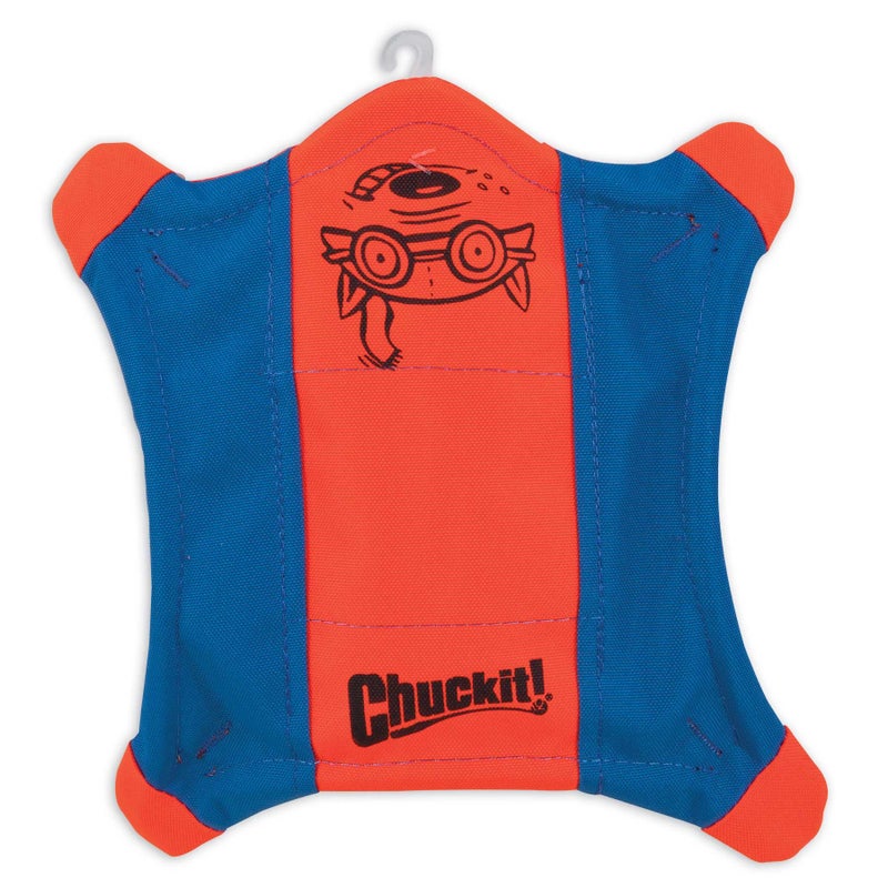 Chuckit! Flying Squirrel Fetch Dog Toy - Water Floating Flyer - Soft and Durable Polyester Canvas Construction - For Large Dogs - Size Large - 11-inch Diameter - Pack of 1 - Orange and Blue - Image 1
