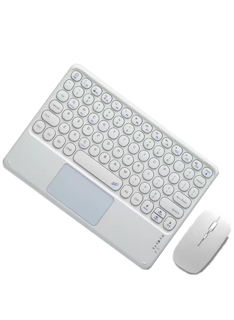 Rock Pow Wireless Bluetooth Keyboard and Mouse Combo with Touchpad 10 inch Portable Rechargeable Slim Keyboard for iPad Pro iPad Air iPad 9.7 iPad 10.2 iPad Mini and Other iOS Android Windows Tablet Computer and Phone Devices Universal - Image 1
