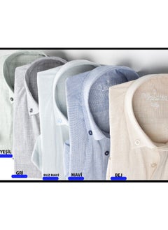Varetta Men's Ice Blue Linen Effect Pocketed Long Sleeve Cotton Shirt  - Image 3