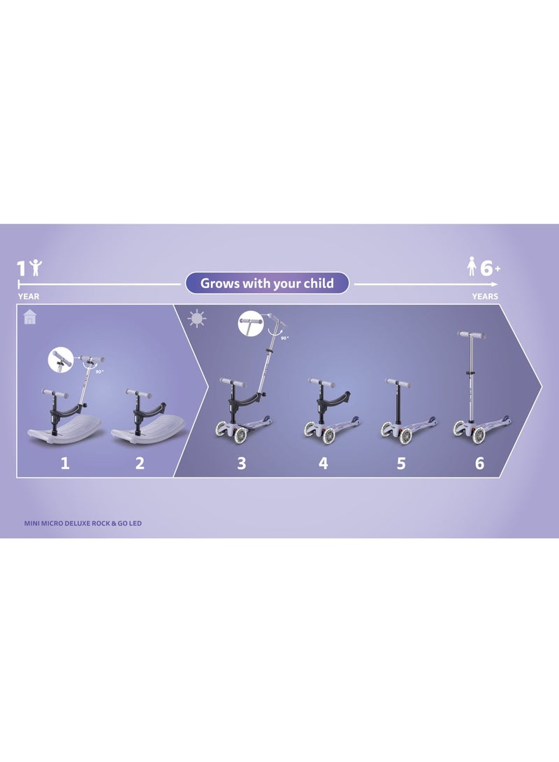 Micro Mini Micro Deluxe Rock & Go LED Lavender Mist | Deluxe Rock Scooter for Kids | Kids Scooter Deluxe Rock | Rock & Go LED Scooter - Image 5