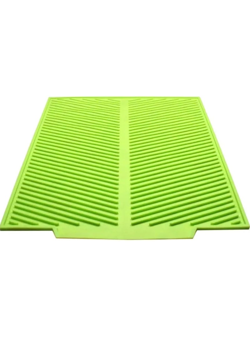 Silicone Draining Board Mat, Folding Draining Mat, Drain Pad, Drainer Mat Heat Resistant Pot Mat Dishwasher Safe Trivet Mat, Kitchen Accessories (Green)  - Image 1