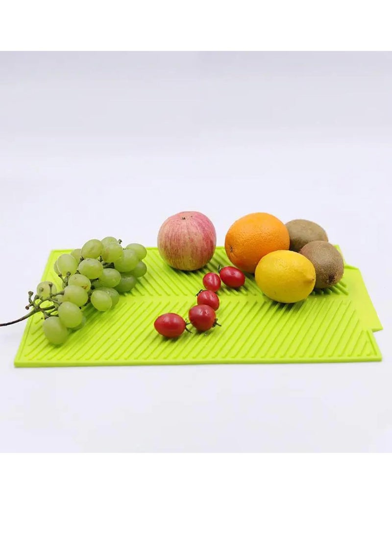 Silicone Draining Board Mat, Folding Draining Mat, Drain Pad, Drainer Mat Heat Resistant Pot Mat Dishwasher Safe Trivet Mat, Kitchen Accessories (Green)  - Image 2