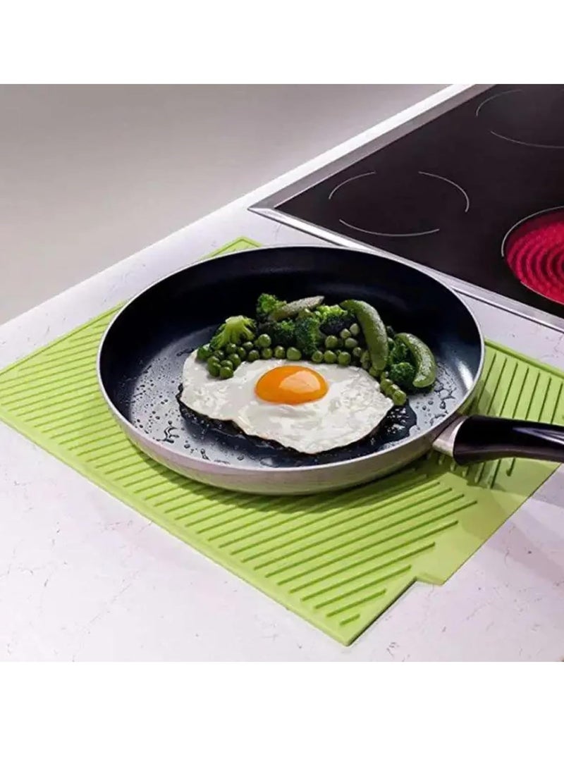 Silicone Draining Board Mat, Folding Draining Mat, Drain Pad, Drainer Mat Heat Resistant Pot Mat Dishwasher Safe Trivet Mat, Kitchen Accessories (Green)  - Image 3