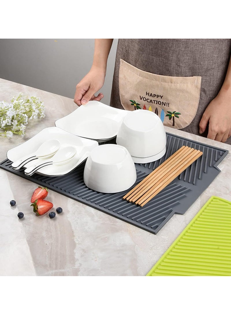 Silicone Draining Board Mat, Folding Draining Mat, Drain Pad, Drainer Mat Heat Resistant Pot Mat Dishwasher Safe Trivet Mat, Kitchen Accessories (Green)  - Image 5