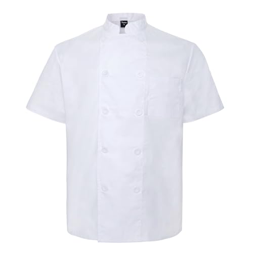 TopTie Unisex Short Sleeve Chef Coat Jacket, White - Image 1