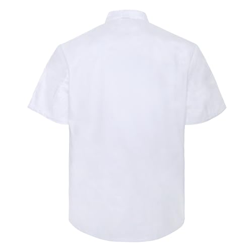 TopTie Unisex Short Sleeve Chef Coat Jacket, White - Image 3