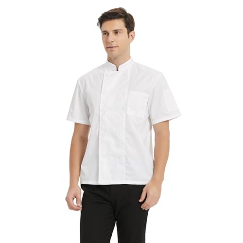 TopTie Unisex Short Sleeve Chef Coat Jacket, White - Image 4