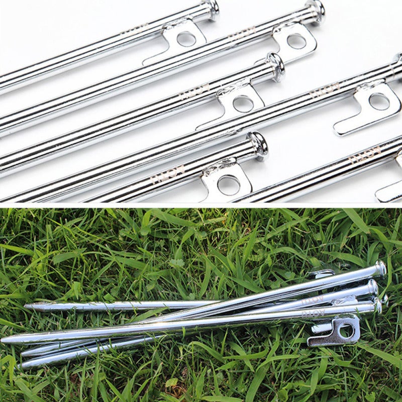 Aotu Tent Stakes: 10-Pack Silver Premium Carbon Steel - Anti-Dropping Design Tent Pegs With Quick-Suspend Holes for Outdoor Camping, Hiking And Tent Setup - Image 5
