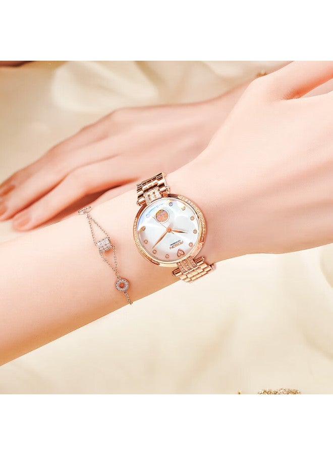 Rosdn Women's Gold Watch 18k Gold Genuine Diamond Mechanical Luxury Brand Birthday Gift For Women March 8 Women's Day Top Ladies Watch - Image 1