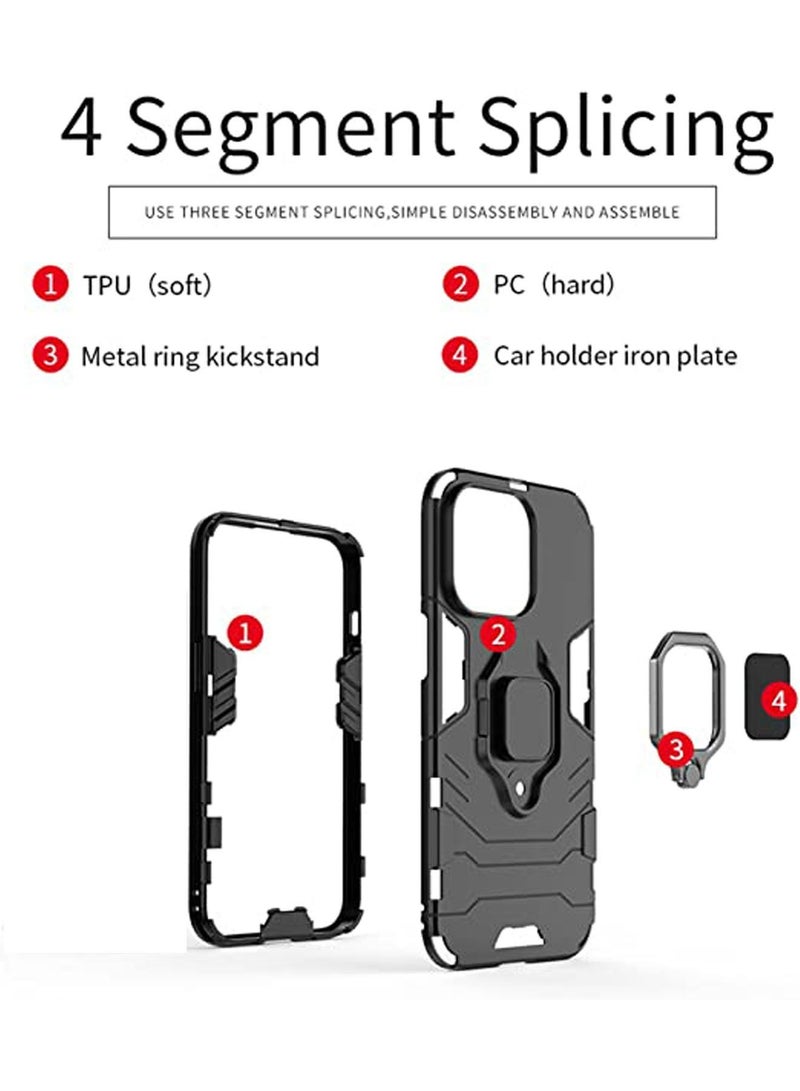 Samsung Galaxy A24 Mobile Case Cover with Hybrid Heavy Duty Protection Shockproof Defender Kickstand Armor Back Cover with Anti-Fingerprint Anti-Scratch Protector Black
