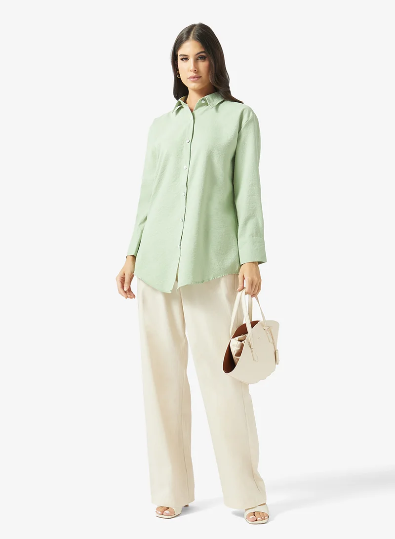 Fyor  Textured Button-Down Shirt for Women | Best Price UAE