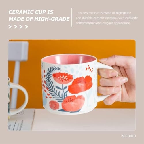 Spooky Glazed Ceramic Coffee Mug – 450ml Large-Capacity Color Flower Cup for Tea, Milk or Breakfast – Creative Porcelain Mug for Home & Office – Ideal Gift for Birthday, Travel or Business (Green) - Image 2