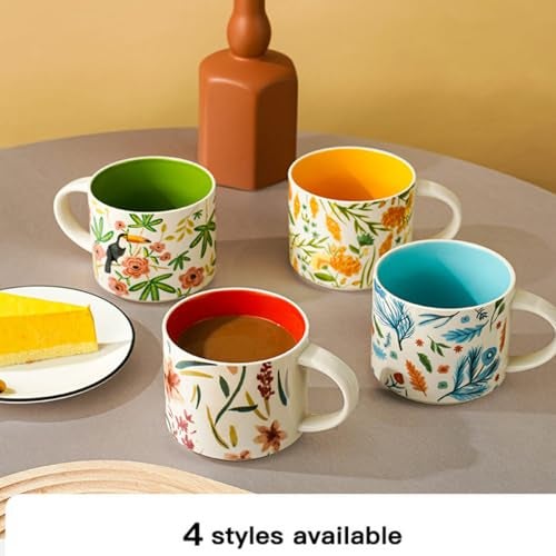 Spooky Glazed Ceramic Coffee Mug – 450ml Large-Capacity Color Flower Cup for Tea, Milk or Breakfast – Creative Porcelain Mug for Home & Office – Ideal Gift for Birthday, Travel or Business (Green) - Image 4