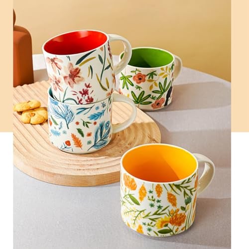 Spooky Glazed Ceramic Coffee Mug – 450ml Large-Capacity Color Flower Cup for Tea, Milk or Breakfast – Creative Porcelain Mug for Home & Office – Ideal Gift for Birthday, Travel or Business (Green) - Image 3