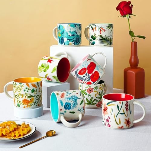 Spooky Glazed Ceramic Coffee Mug – 450ml Large-Capacity Color Flower Cup for Tea, Milk or Breakfast – Creative Porcelain Mug for Home & Office – Ideal Gift for Birthday, Travel or Business (Green) - Image 5