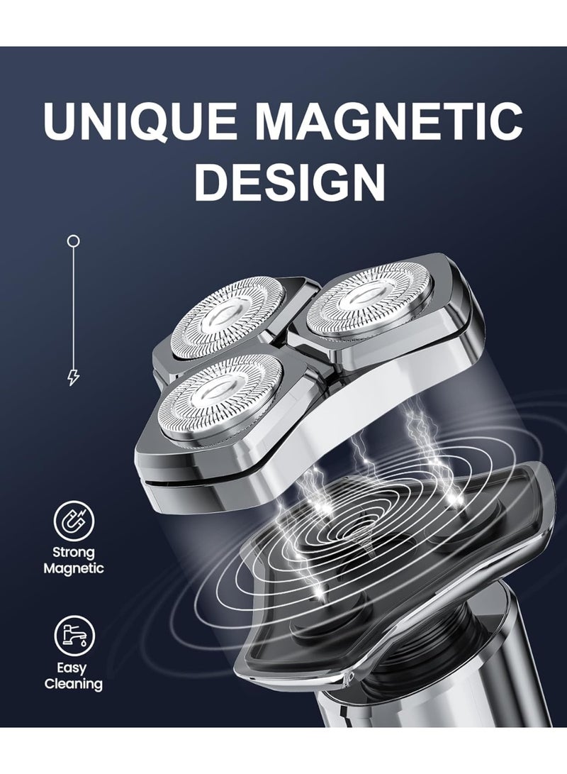 Electric Razor for Men，10,000RPM High-Speed Motor, IPX8 Waterproof, USB Fast Charging, 5-Min Quick Charge & Travel Lock,Metallic Silver - Image 5