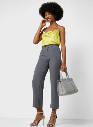 High Waist Plicated Detail Pants