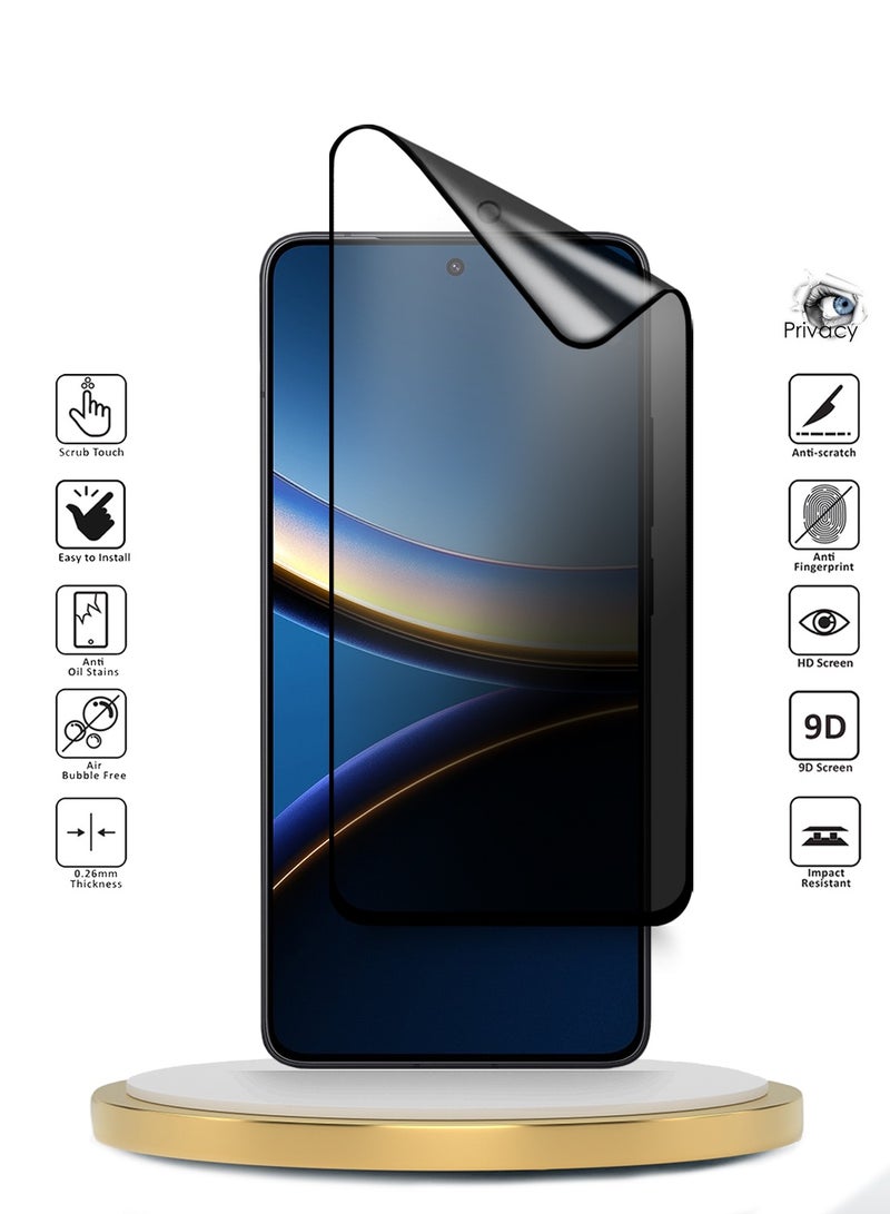 Xiaomi Poco F7 Pro / Xiaomi Poco F7 Ultra 5G 2025 Premium Nano Ceramic Privacy Full Glue Full Cover Matte Flexible Screen Protector (MSCNMP) - Clear/Black