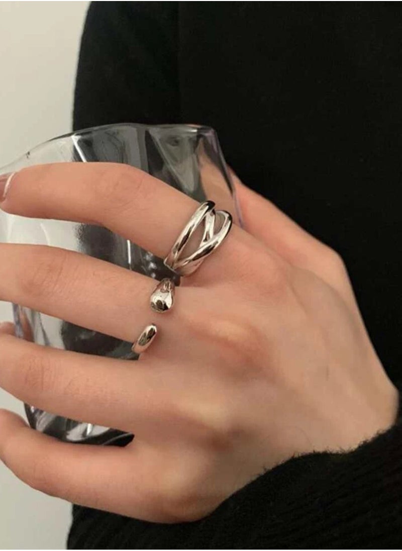 Equal - Stylish 2pcs Rings For Women One Size - Image 1