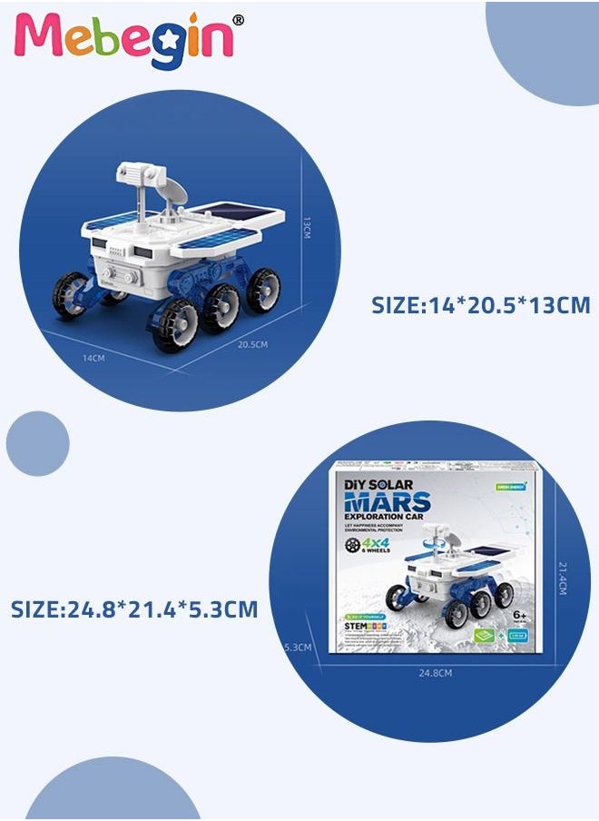 DIY Solar Planet Exploration Car Toy with Rotatable Detection Camera, Adjustable Solar Panels and 6 Wheels, Educational Science Kit, STEM Building Toys, Construction Engineering Set for Kids Aged 6+, 2 AA Batteries Required(Not Included), 20.5*14*13cm