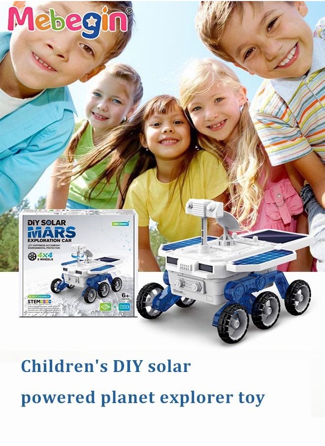 DIY Solar Planet Exploration Car Toy with Rotatable Detection Camera, Adjustable Solar Panels and 6 Wheels, Educational Science Kit, STEM Building Toys, Construction Engineering Set for Kids Aged 6+, 2 AA Batteries Required(Not Included), 20.5*14*13cm