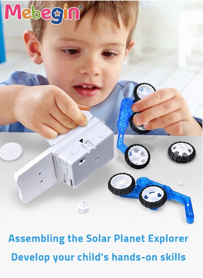 MEBEGIN DIY Solar Planet Exploration Car Toy with Rotatable Detection Camera, Adjustable Solar Panels and 6 Wheels, Educational Science Kit, STEM Building Toys, Construction Engineering Set for Kids Aged 6+, 2 AA Batteries Required(Not Included), 20.5*14*13cm  - Image 4