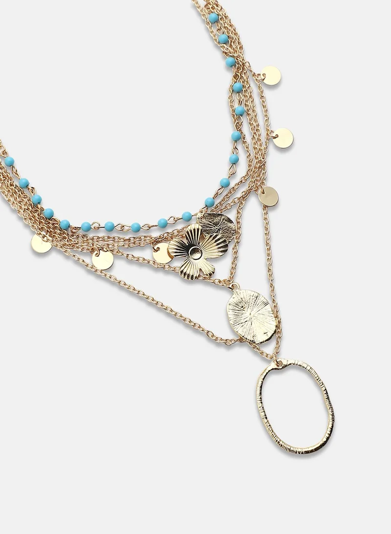 Sohi  Textured Multi-Layer Artificial Necklace Jewellery for Women | Best Price UAE