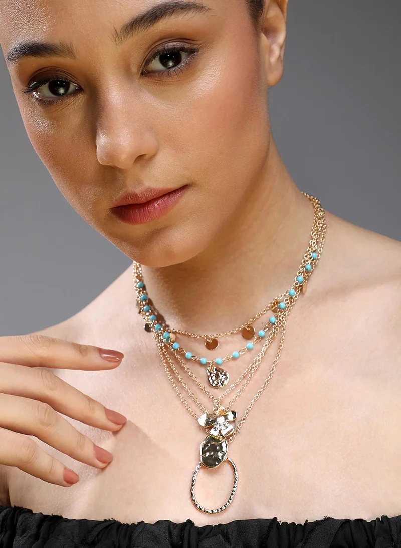 Sohi  Textured Multi-Layer Artificial Necklace Jewellery for Women | Best Price UAE