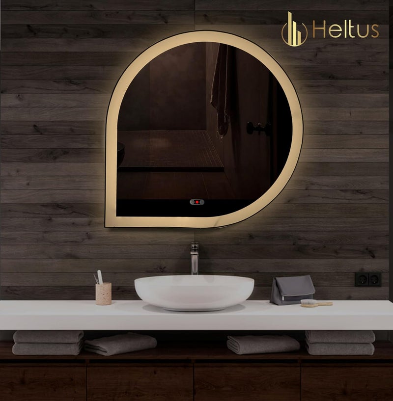Heltus Heltus Premium LED Light Mirror with Lighting Options 7 Color Lights Modes Decorative Mirrors Gesture Sensor LED Light Mirror for Bathroom Bedroom 18x18 Inch GT Sensor Design2 - Image 2