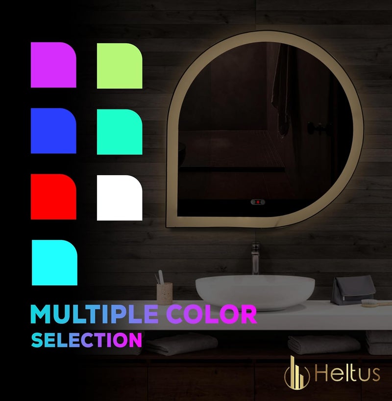 Heltus Heltus Premium LED Light Mirror with Lighting Options 7 Color Lights Modes Decorative Mirrors Gesture Sensor LED Light Mirror for Bathroom Bedroom 18x18 Inch GT Sensor Design2 - Image 5