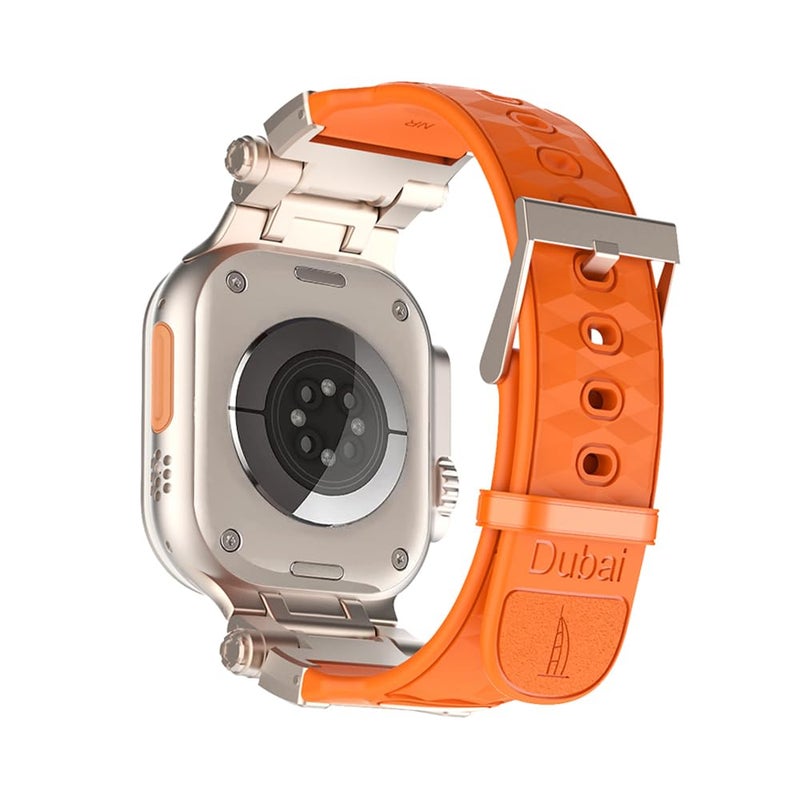 Dado TPU Rubber Strap Compatible with Apple Watch Series 10/Ultra 2/9/8 Ultra/8/7/6 (49–42mm), Dubai Design Logo Band with Titanium Color Adapter - Image 2