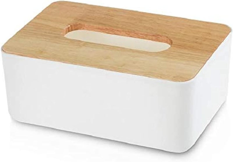 Multifunction Tissue Box Cover Desktop Decor Organizer Tissue Holder Phone Remote Control Makeup Storage Office Supplies Packing Box, White