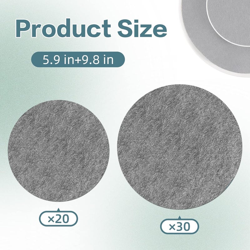 50 Pcs Plate Separators Storage, 9.8'' + 5.9'' - 2 Different Size Soft Felt Plate Dividers Round Plate Protectors China Dish Storage Protectors Pads Dish Protectors Storage (Gray) - Image 2