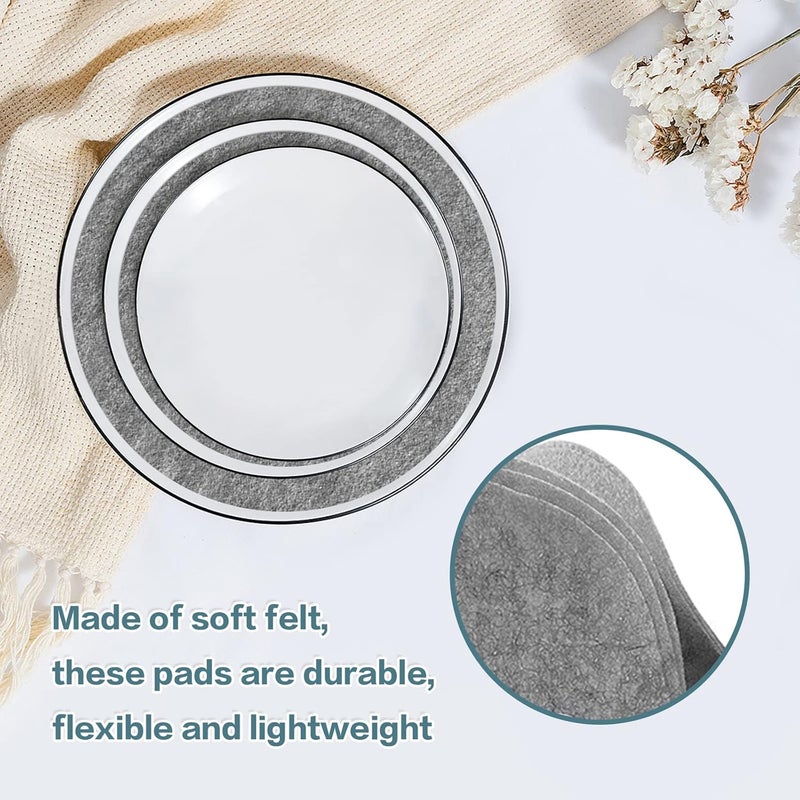 50 Pcs Plate Separators Storage, 9.8'' + 5.9'' - 2 Different Size Soft Felt Plate Dividers Round Plate Protectors China Dish Storage Protectors Pads Dish Protectors Storage (Gray) - Image 4