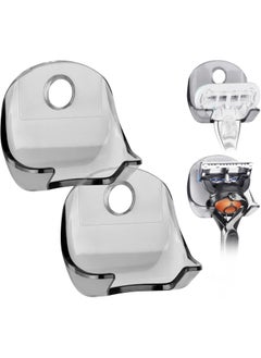 Linkidea Linkidea 2 Pack Wall Mount Razor Holder for Shower Wall, Self Adhesive Shaver Bathroom Hooks Hanger Compatible with Gillette Venus Platinum, Fusion 5 Proshield & Proglide, Mach 3 Classic (Grey) 