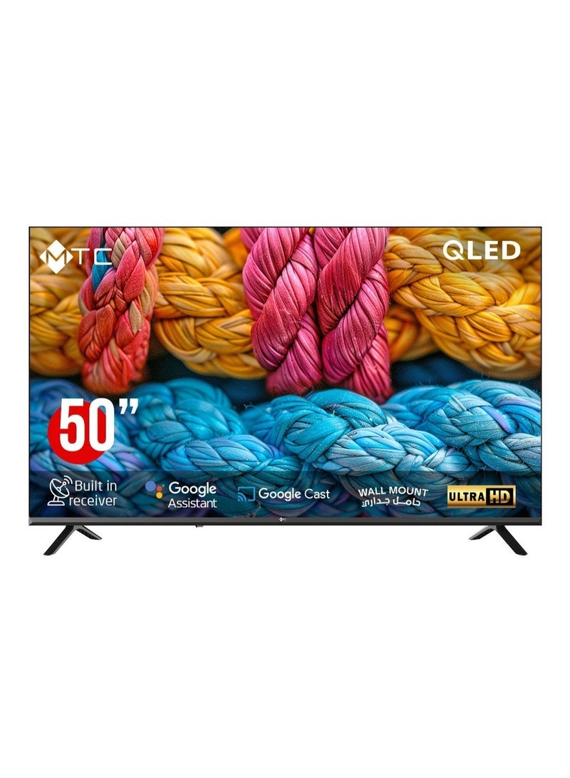 MTC 50 Inch QLED UHD Google TV, Smart with Built-in Receiver & Voice Control, Includes Wall Mount – QMT50UH700GO - Image 1