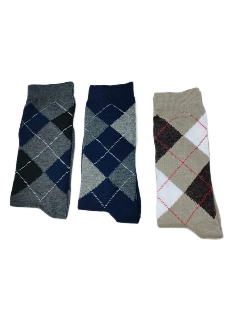 مجموعة من ثلاثة جوارب كلاسيك قطنية عالية الجودة للرجال - Image 1