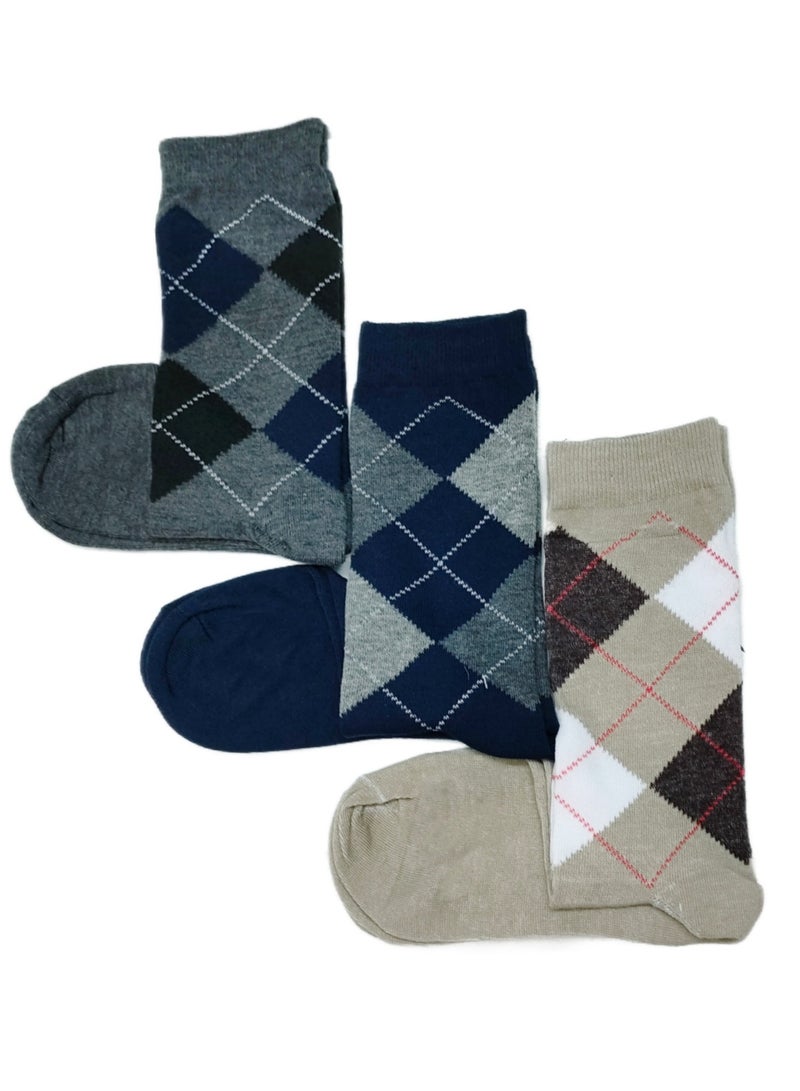 مجموعة من ثلاثة جوارب كلاسيك قطنية عالية الجودة للرجال - Image 2