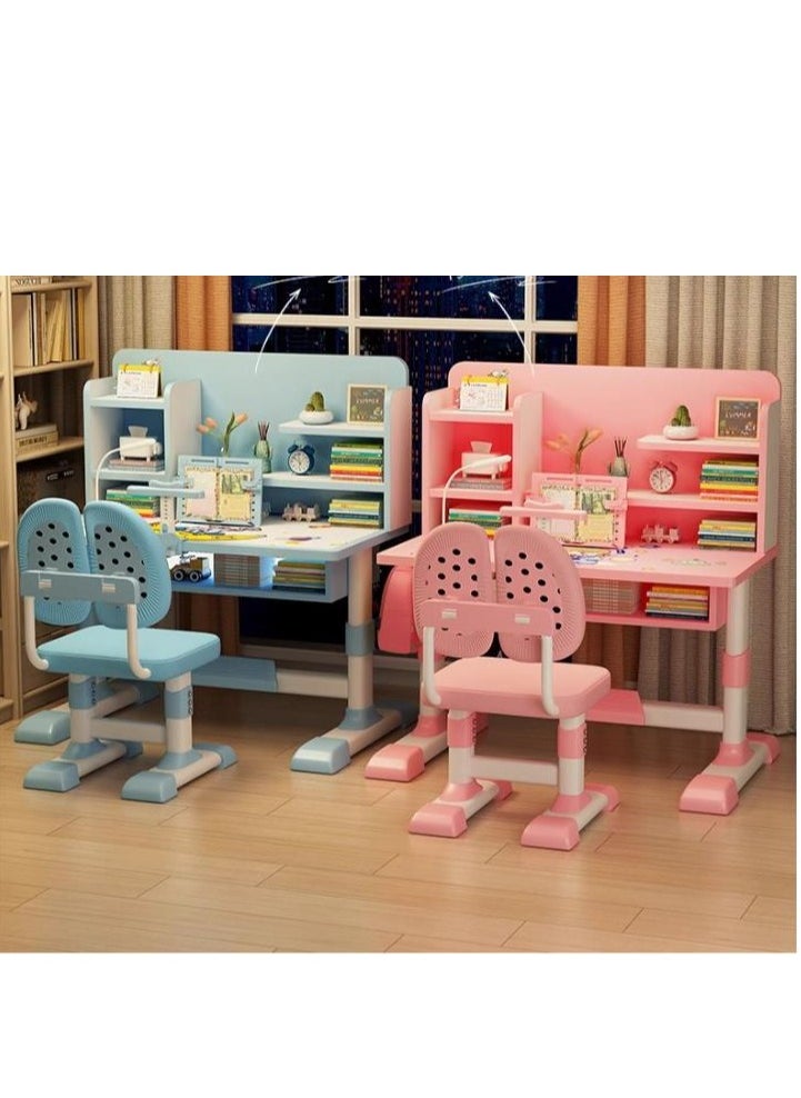 Golden Home Kids Desk and Chair Set,Height Adjustable Children Study Desk Chair Set,School Student Writing Desk Table with Drawer Bookstand,Ergonomic Student Learning Table Desk Chair for Girl Boy (pink)  - Image 5