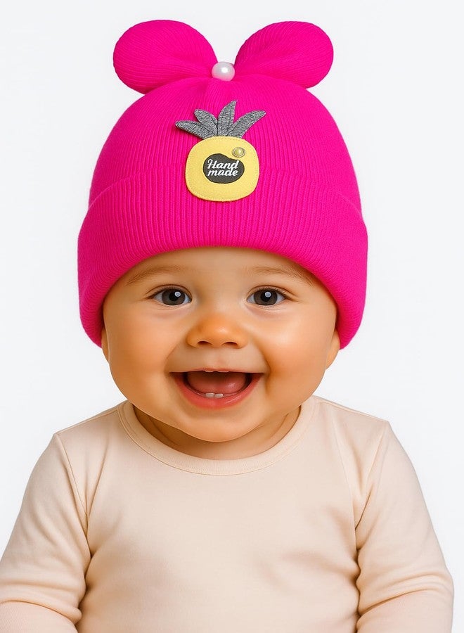 FASHFLOW Newborn Baby Cap Set for 0-6 Months | 3 Pack Soft Cotton Wool Blend Beanie Hats| Cute Warm Winter Caps for Infants, Boys & Girls Multicolour - Image 3