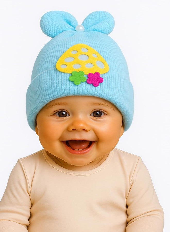 FASHFLOW Newborn Baby Cap Set for 0-6 Months | 3 Pack Soft Cotton Wool Blend Beanie Hats| Cute Warm Winter Caps for Infants, Boys & Girls Multicolour - Image 4