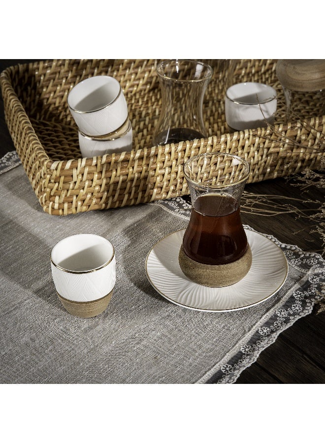 دلتي طقم شاي وقهوة عربي 18 قطعة، مزيج أبيض - Image 3