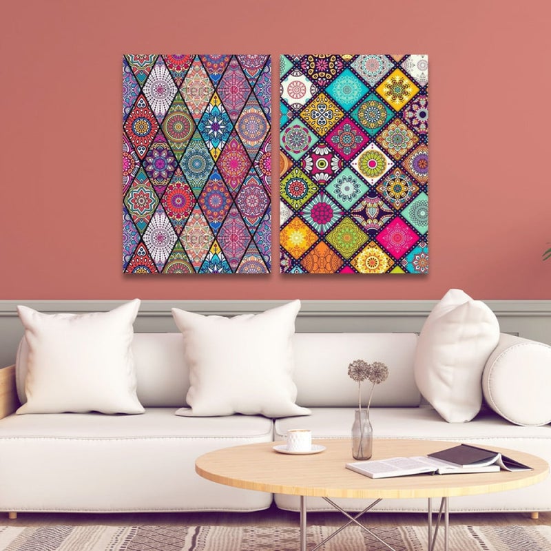 ماركتنا لوحة قماشية ثنائية بتصميم تجريدي بمقاس اجمالي 100×70 سم - Image 1