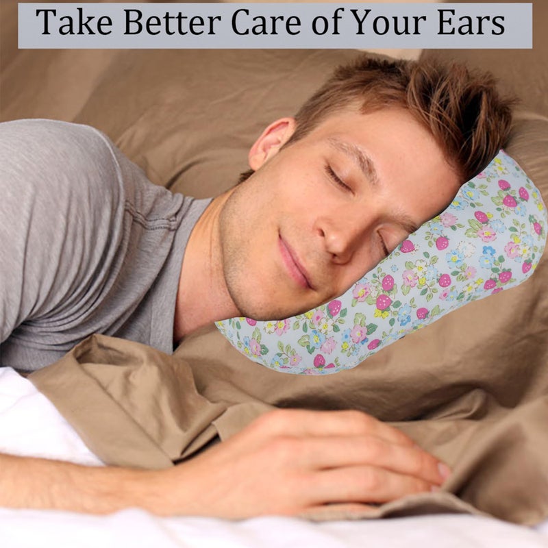 Wuronsa Ear Piercing Pillow for Side Sleepers, Pillow with an Ear Hole for CNH and Ear Pain Ear Inflammation Pressure Sores, O-Shaped Side Sleeping Pillow, Ear Guard Pillow (Blue Strawberry) - Image 5