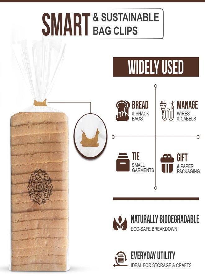 E-ONSALE 50-Pack Kraft Paper Bread Bag Clips - Plastic-Free Bag Closures for Bread and Produce, Twist Tie Alternative Clip Tags for Kitchen and Pantry Organization - Image 2