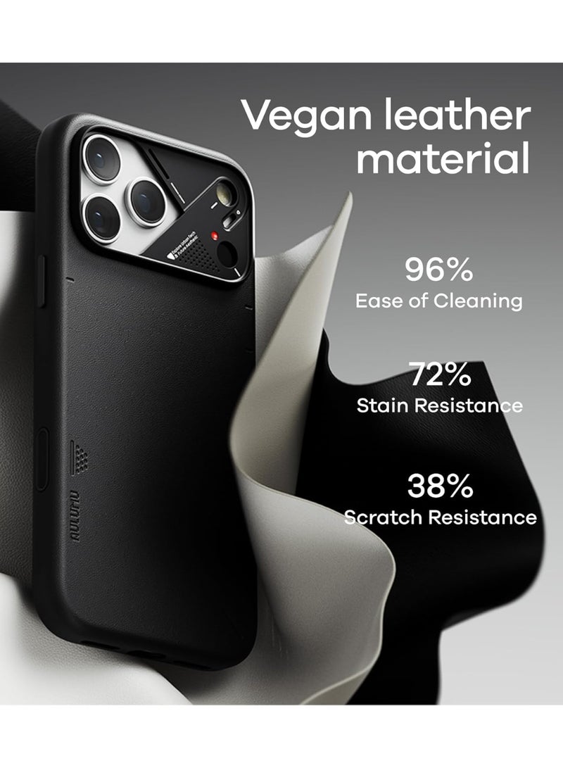 Aulumu A17 Vegan Leather CoolHyper for iPhone 17 Pro Case | Camera Control | with Cooling Fins | Luxury Comfort | Compatible with MagSafe | Complete Wrap-Around - Black - Image 3