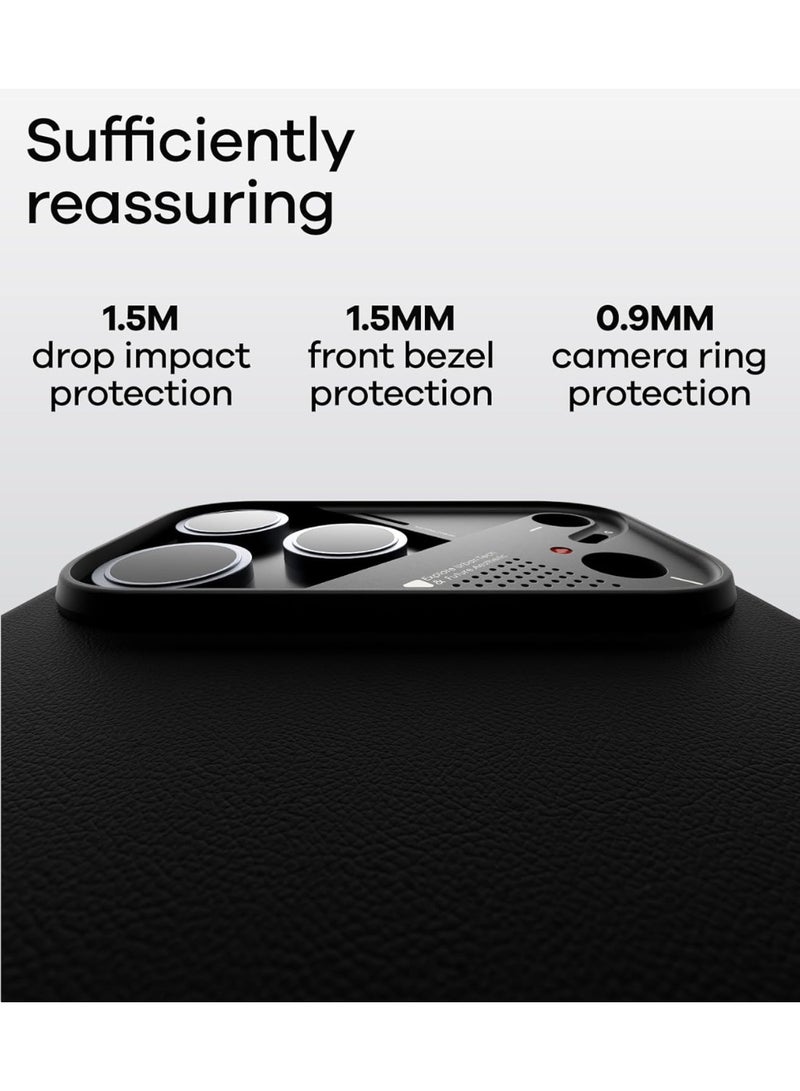 Aulumu A17 Vegan Leather CoolHyper for iPhone 17 Pro Case | Camera Control | with Cooling Fins | Luxury Comfort | Compatible with MagSafe | Complete Wrap-Around - Black - Image 5