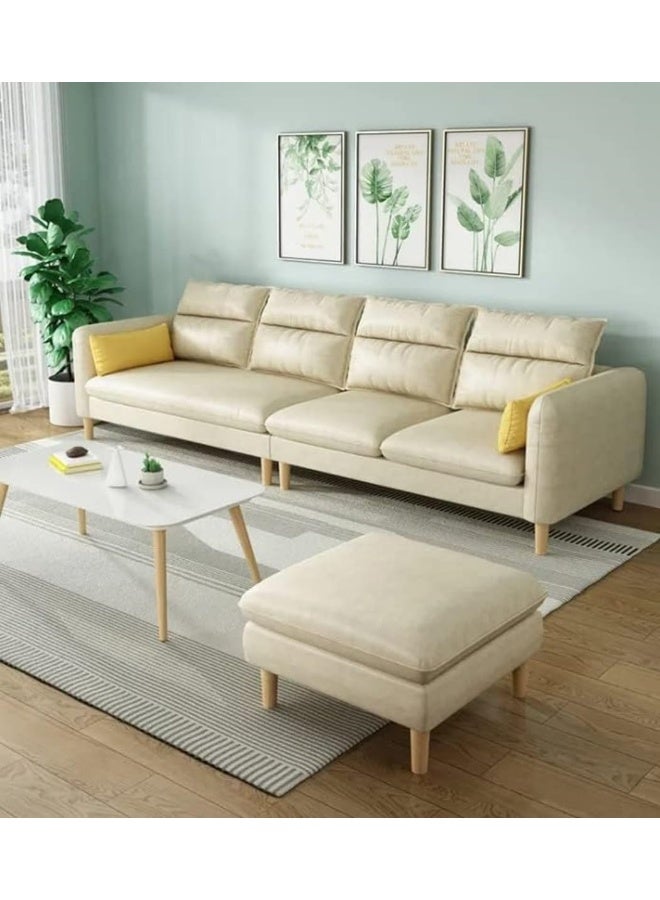 Comfynest Modern Simple Apartment Sofa Small Family Fabric Small Size Sofa Living Room Four Person Sofa (Beige)  - Image 1