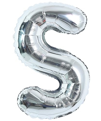 TONIFUL 40 Inch Large Silver Letter S Balloons Helium BalloonsFoil Mylar Big Letter Balloons for 2026 New Year Eve Graduation Wedding Baby Shower Birthday Party Anniversary Supplies Decorations - Image 1